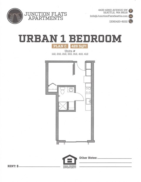 Junction Flats and Landing One Bedroom B Flats Floor Plan